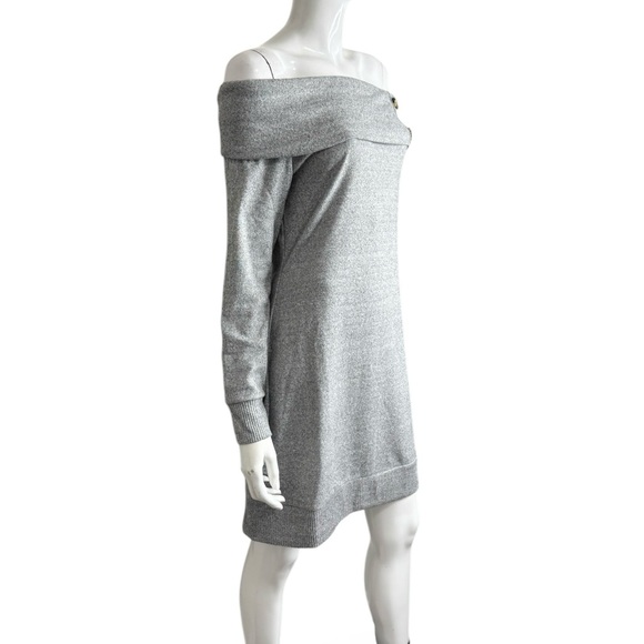 🤑 4/$24 Derek Heart Long Sleeve Off Shoulder Grey Knit Sweater Dress - Picture 3 of 6
